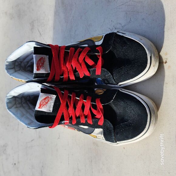 VANS SK8-HI USED‎ SIZE 8 DISNEY MICKEY AND FRIENDS BLACK BEIGE - Picture 2 of 12